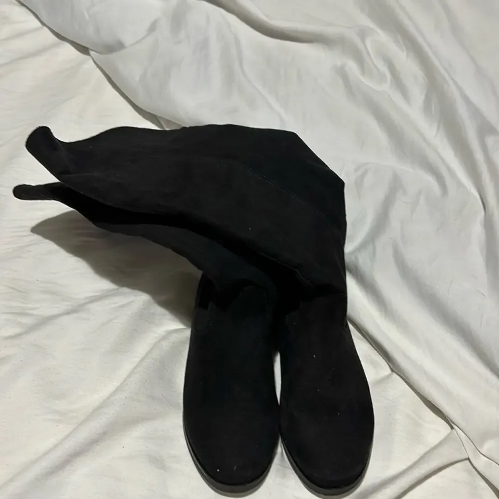 Childrens place 1 black tall microfiber flat boot side zipper entry euc